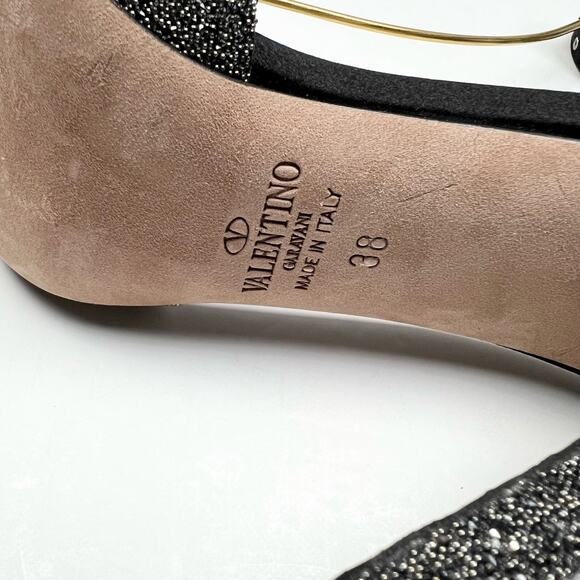 VALENTINO GARAVANI Glitter Ankle Strap Pumps EU 38 US 8 Silver Metallic Heels - Picture 10 of 11